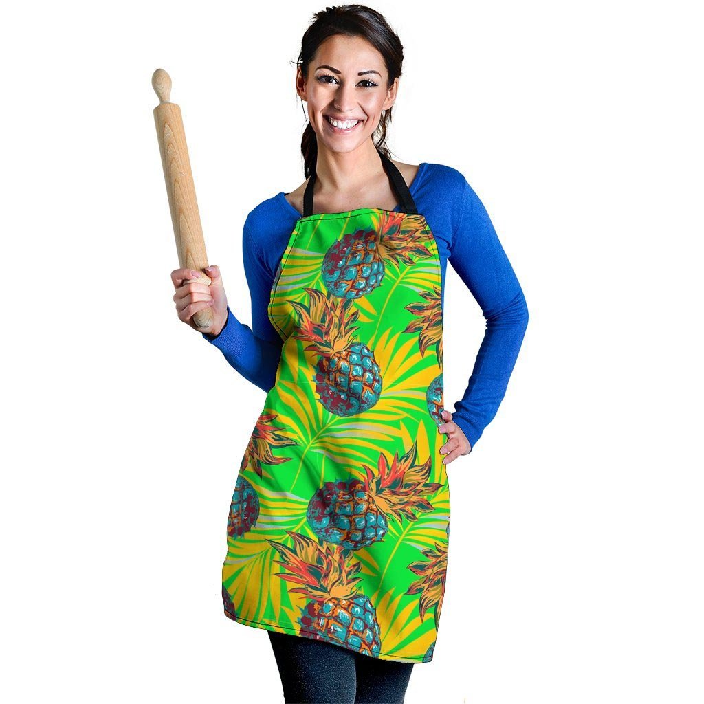 Neon Pineapple Hawaiian Print Women's Apron-grizzshop