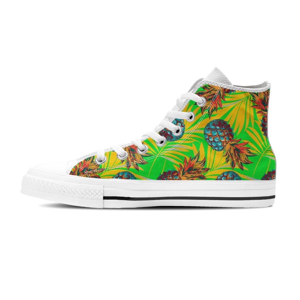 Neon Pineapple Hawaiian Print Women's High Top Shoes-grizzshop