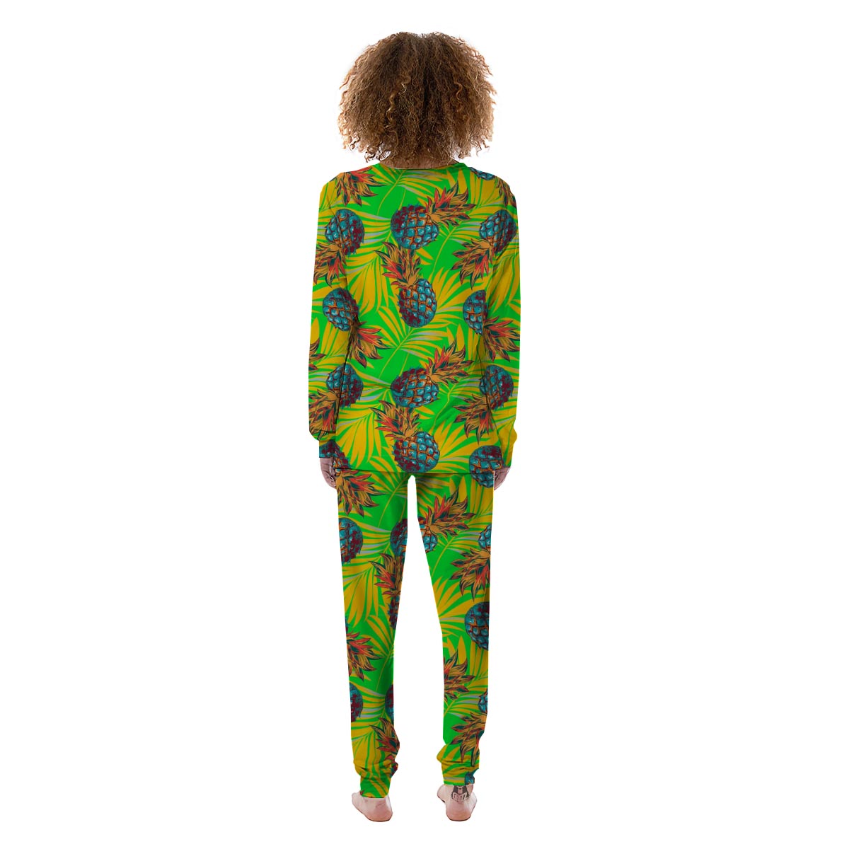 Neon Pineapple Hawaiian Print Women's Pajamas-grizzshop