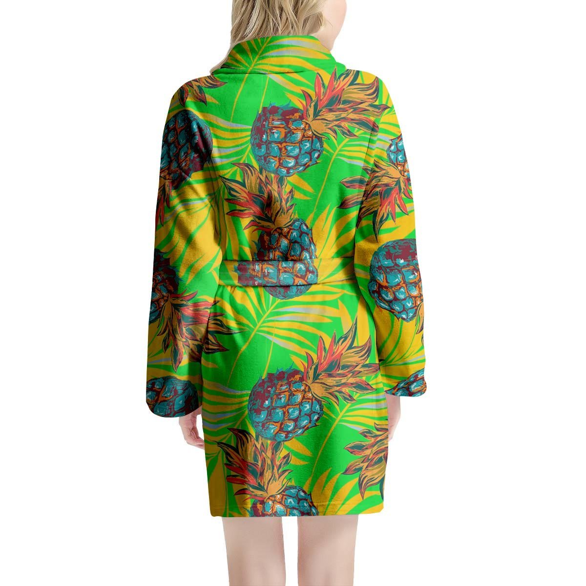 Neon Pineapple Hawaiian Print Women's Robe-grizzshop