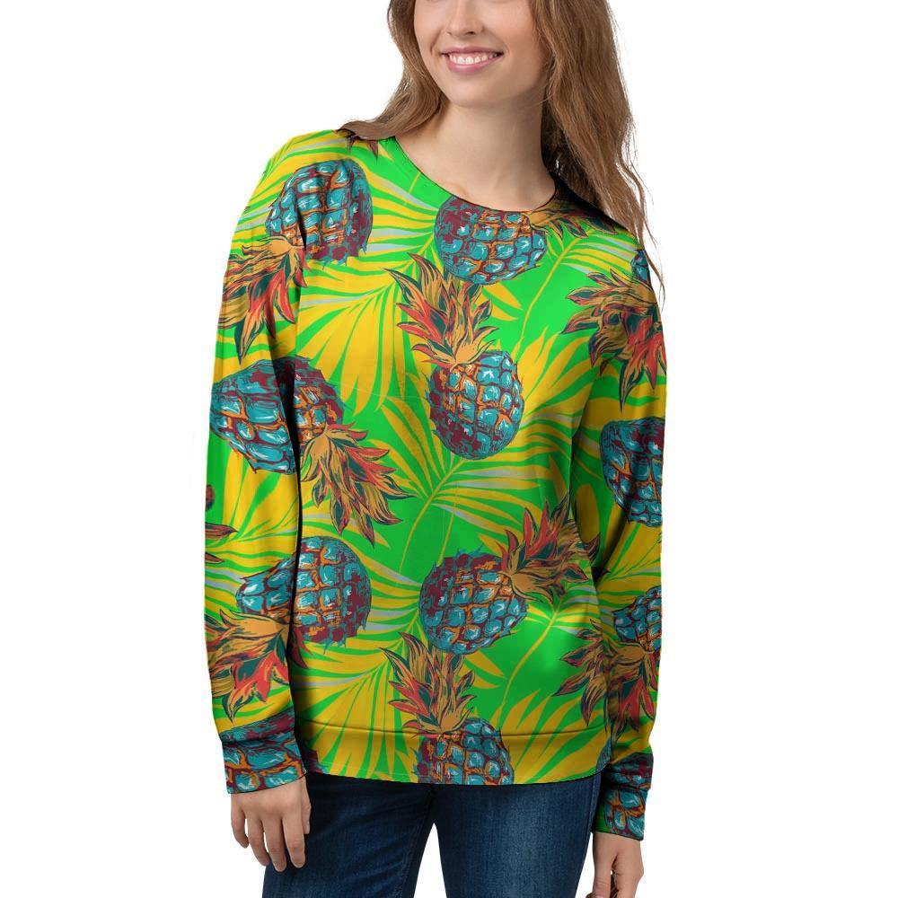 Neon Pineapple Hawaiian Print Women's Sweatshirt-grizzshop