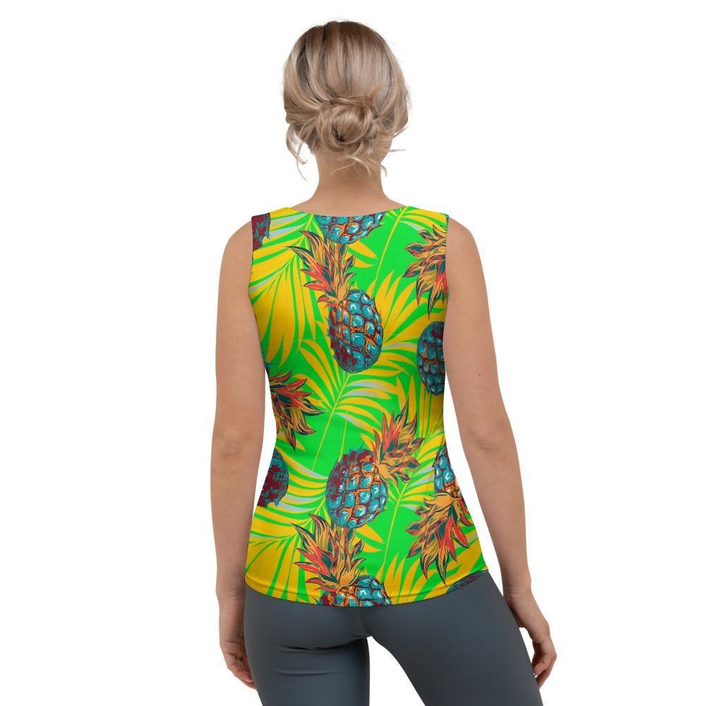 Neon Pineapple Hawaiian Print Women's Tank Top-grizzshop