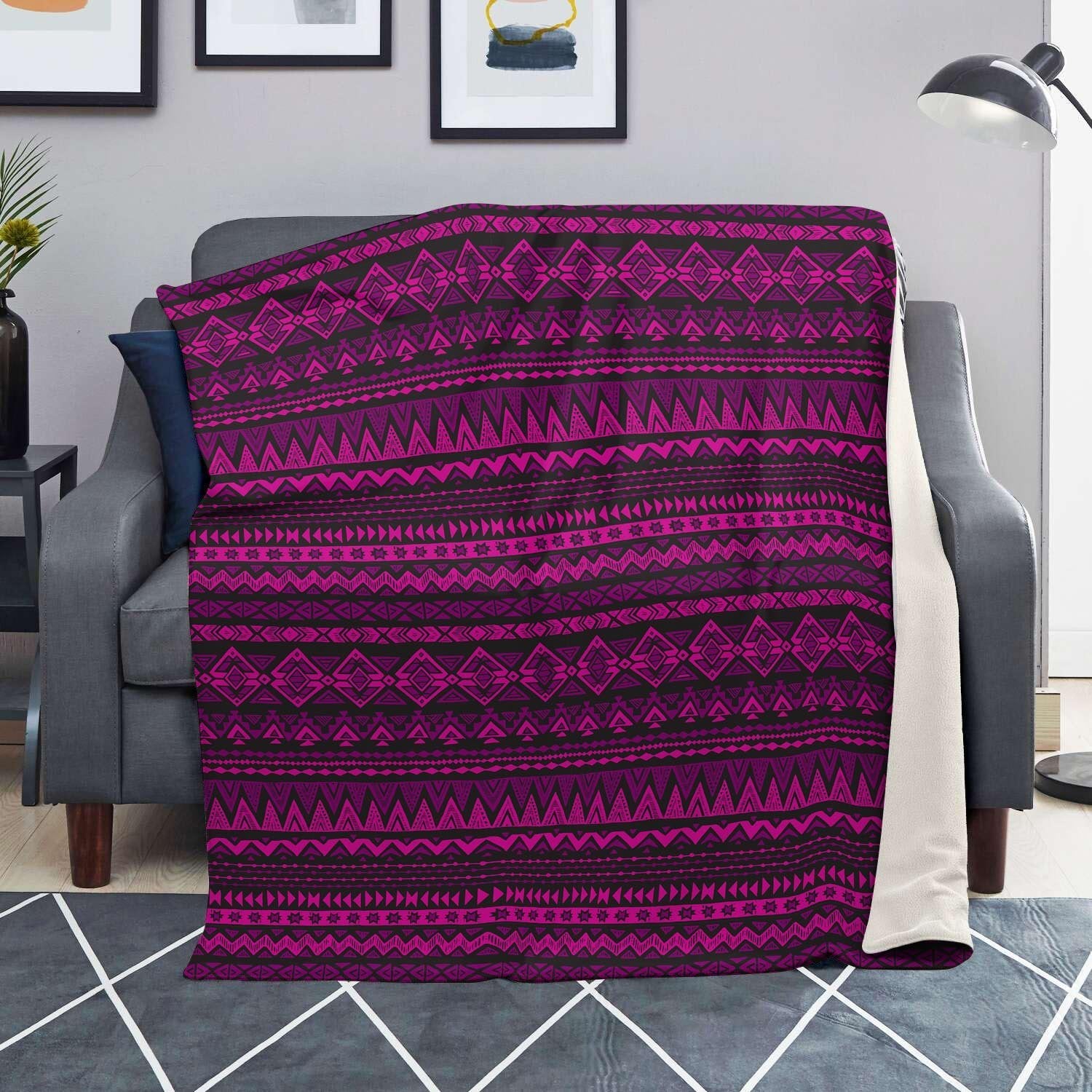 Neon Pink Ethic Aztec Print Blanket-grizzshop