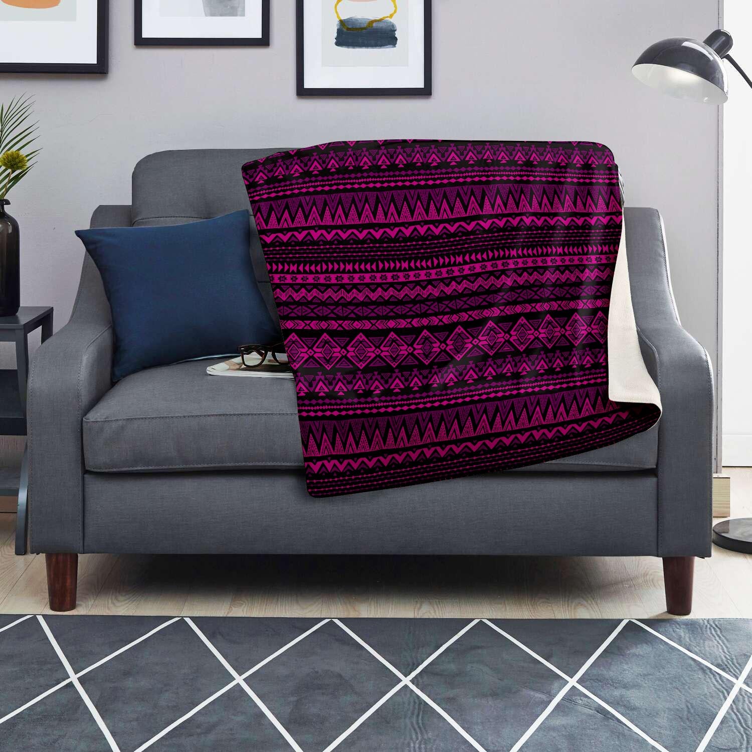 Neon Pink Ethic Aztec Print Blanket-grizzshop