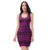 Neon Pink Ethic Aztec Print Bodycon Dress-grizzshop