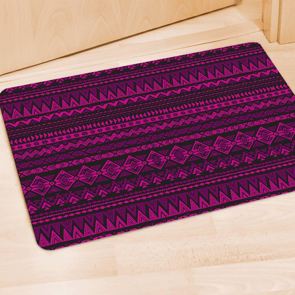 Neon Pink Ethic Aztec Print Door Mat-grizzshop