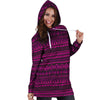 Neon Pink Ethic Aztec Print Hoodie Dress-grizzshop