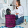 Neon Pink Ethic Aztec Print Laundry Basket-grizzshop