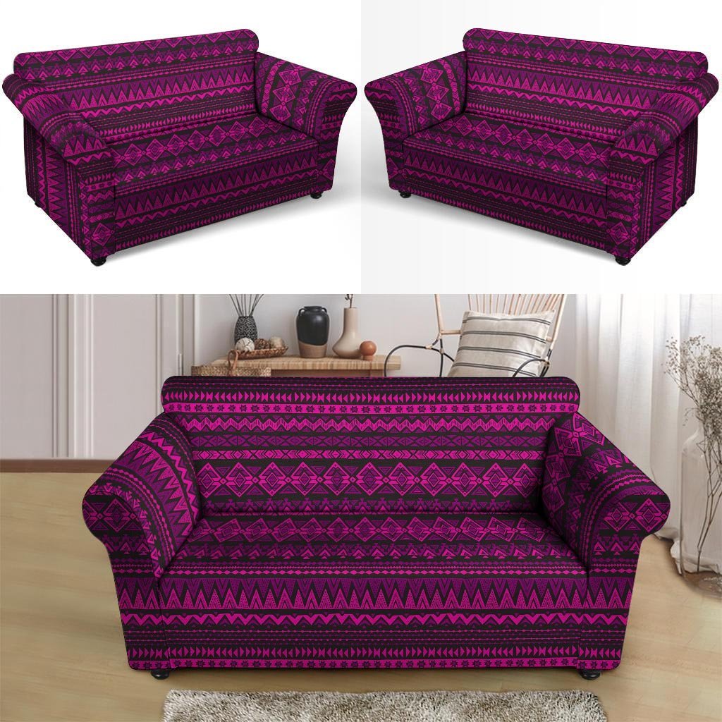 Neon Pink Ethic Aztec Print Loveseat Cover-grizzshop