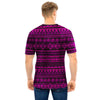 Neon Pink Ethic Aztec Print Men T Shirt-grizzshop