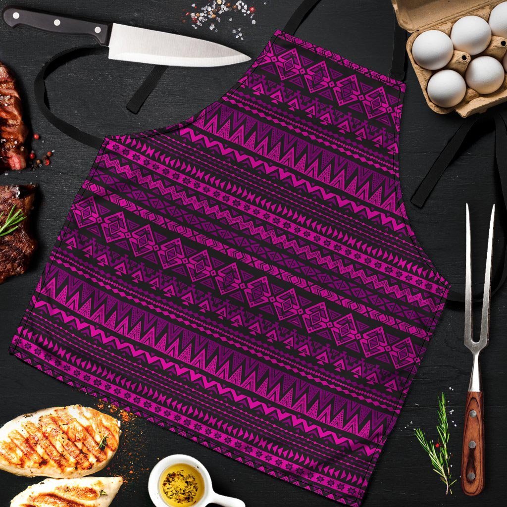 Neon Pink Ethic Aztec Print Men's Apron-grizzshop