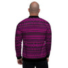 Neon Pink Ethic Aztec Print Men's Bomber Jacket-grizzshop