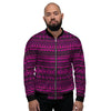 Neon Pink Ethic Aztec Print Men's Bomber Jacket-grizzshop