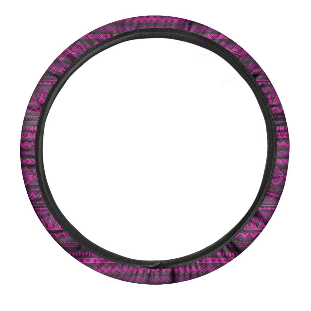 Neon Pink Ethic Aztec Print Steering Wheel Cover-grizzshop