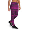 Neon Pink Ethic Aztec Print Women's Joggers-grizzshop