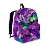 Neon Purple Tropical Palm Tree Butterfly Print Backpack-grizzshop