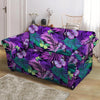 Neon Purple Tropical Palm Tree Butterfly Print Loveseat Cover-grizzshop