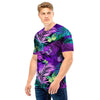 Neon Purple Tropical Palm Tree Butterfly Print Men T Shirt-grizzshop