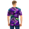 Neon Purple Tropical Palm Tree Butterfly Print Men T Shirt-grizzshop