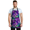 Neon Purple Tropical Palm Tree Butterfly Print Men's Apron-grizzshop