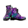 Neon Purple Tropical Palm Tree Butterfly Print Men's Boots-grizzshop