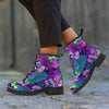 Neon Purple Tropical Palm Tree Butterfly Print Men's Boots-grizzshop