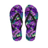 Neon Purple Tropical Palm Tree Butterfly Print Men's Flip Flops-grizzshop