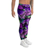 Neon Purple Tropical Palm Tree Butterfly Print Men's Leggings-grizzshop