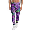 Neon Purple Tropical Palm Tree Butterfly Print Men's Leggings-grizzshop