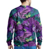 Neon Purple Tropical Palm Tree Butterfly Print Men's Sweatshirt-grizzshop