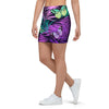 Neon Purple Tropical Palm Tree Butterfly Print Mini Skirt-grizzshop