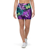 Neon Purple Tropical Palm Tree Butterfly Print Mini Skirt-grizzshop