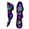 Neon Purple Tropical Palm Tree Butterfly Print Muay Thai Shin Guard-grizzshop