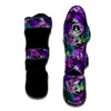 Neon Purple Tropical Palm Tree Butterfly Print Muay Thai Shin Guard-grizzshop