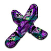 Neon Purple Tropical Palm Tree Butterfly Print Muay Thai Shin Guard-grizzshop