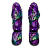 Neon Purple Tropical Palm Tree Butterfly Print Muay Thai Shin Guard-grizzshop