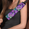 Neon Purple Tropical Palm Tree Butterfly Print Seat Belt Cover-grizzshop