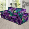 Neon Purple Tropical Palm Tree Butterfly Print Sofa Cover-grizzshop