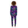 Neon Purple Tropical Palm Tree Butterfly Print Women's Pajamas-grizzshop