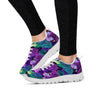 Neon Purple Tropical Palm Tree Butterfly Print Women's Sneakers-grizzshop