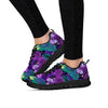 Neon Purple Tropical Palm Tree Butterfly Print Women's Sneakers-grizzshop