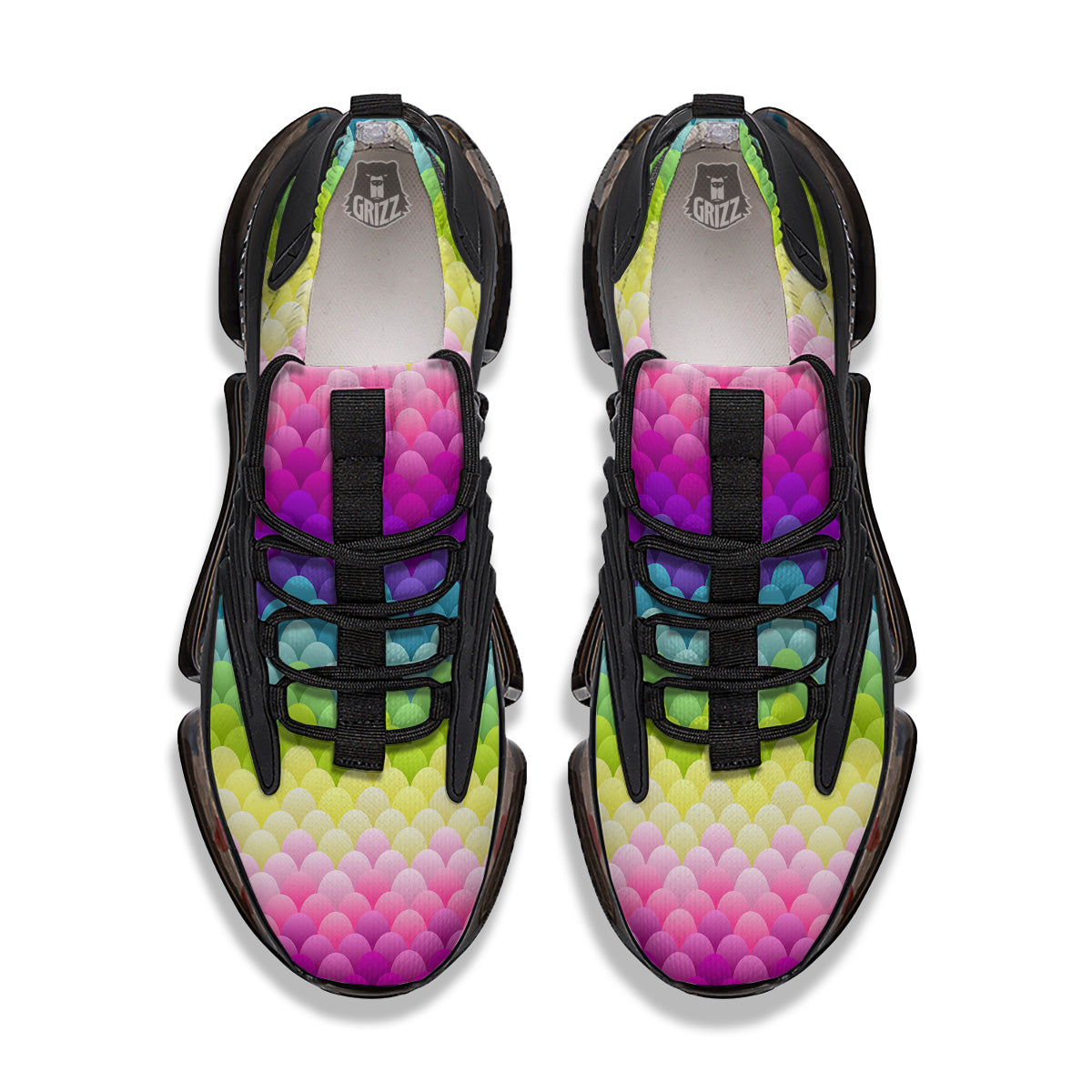 Neon Rainbow Light Blobs Print Pattern Black Gym Shoes-grizzshop