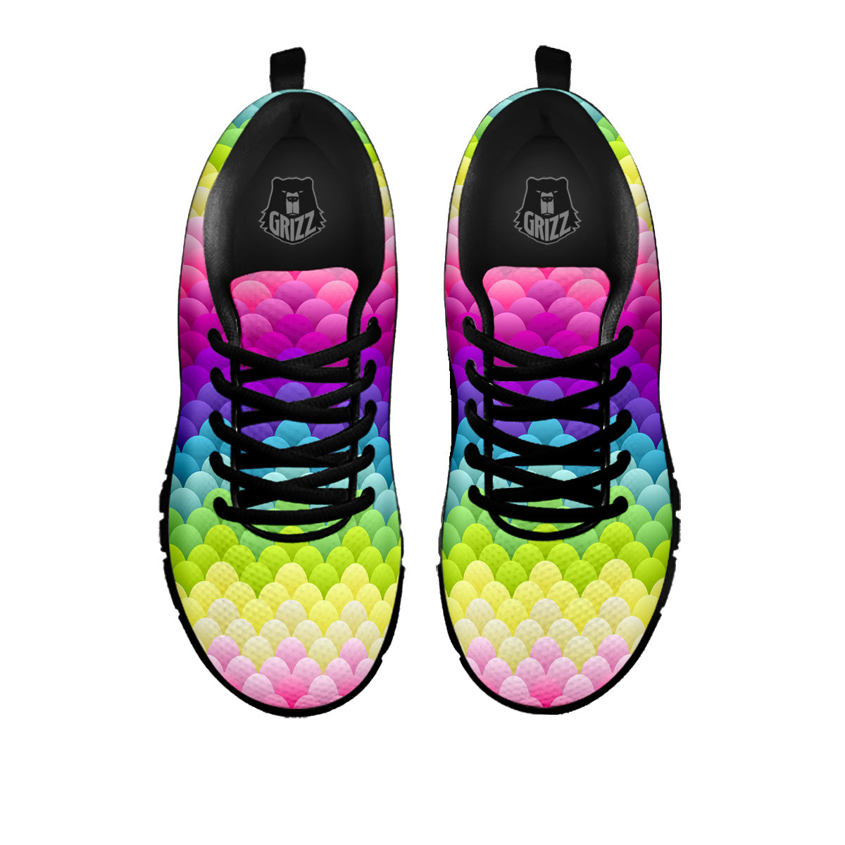 Neon Rainbow Light Blobs Print Pattern Black Sneaker-grizzshop