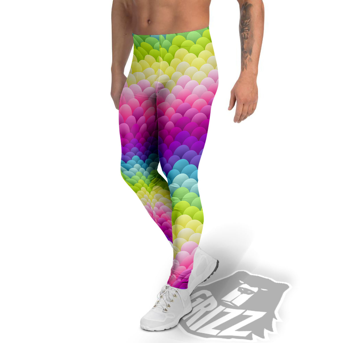 Neon Rainbow Light Blobs Print Pattern Men's Leggings-grizzshop