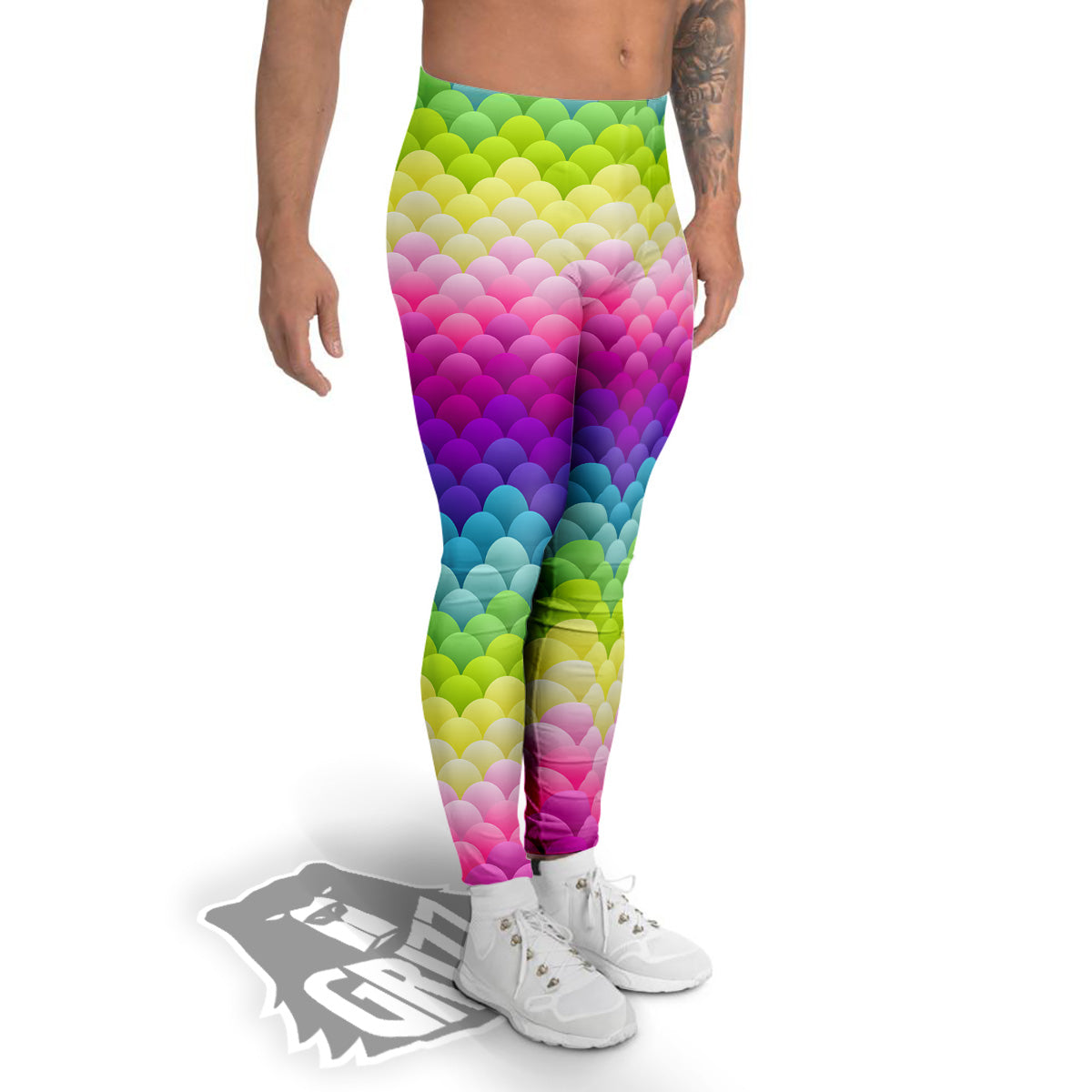 Neon Rainbow Light Blobs Print Pattern Men's Leggings-grizzshop