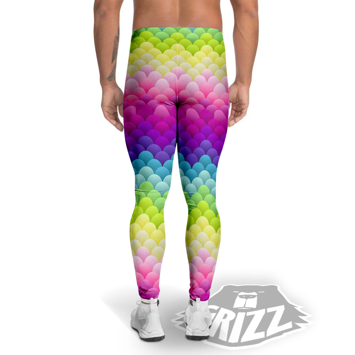 Neon Rainbow Light Blobs Print Pattern Men's Leggings-grizzshop