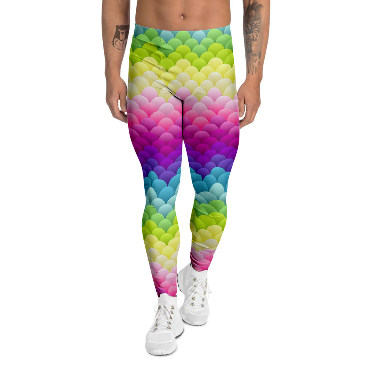 Neon Rainbow Light Blobs Print Pattern Men's Leggings-grizzshop