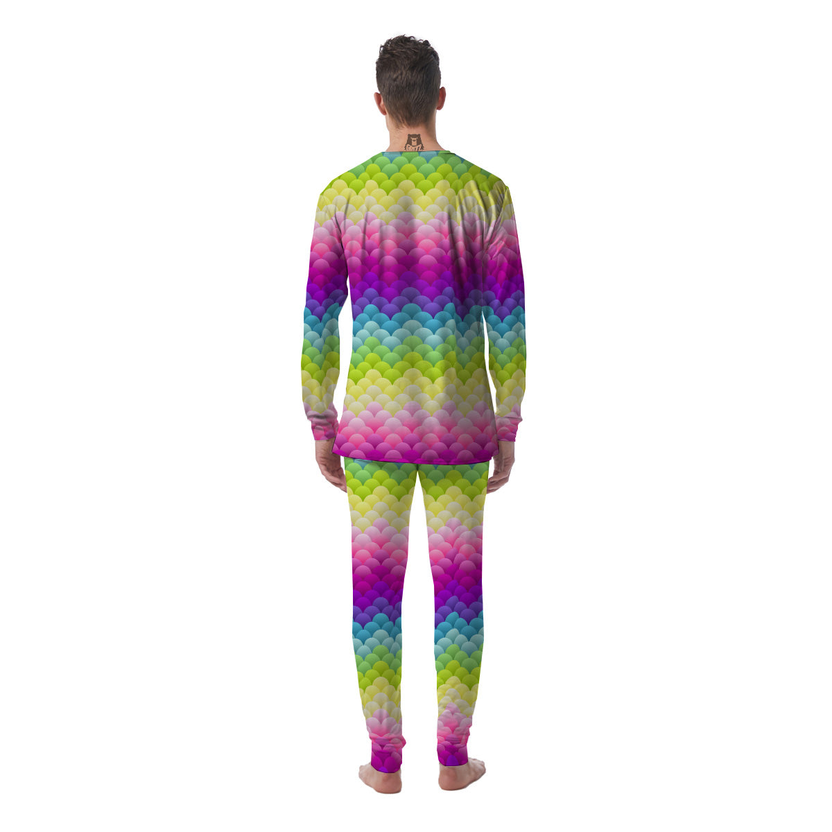 Neon Rainbow Light Blobs Print Pattern Men's Pajamas-grizzshop