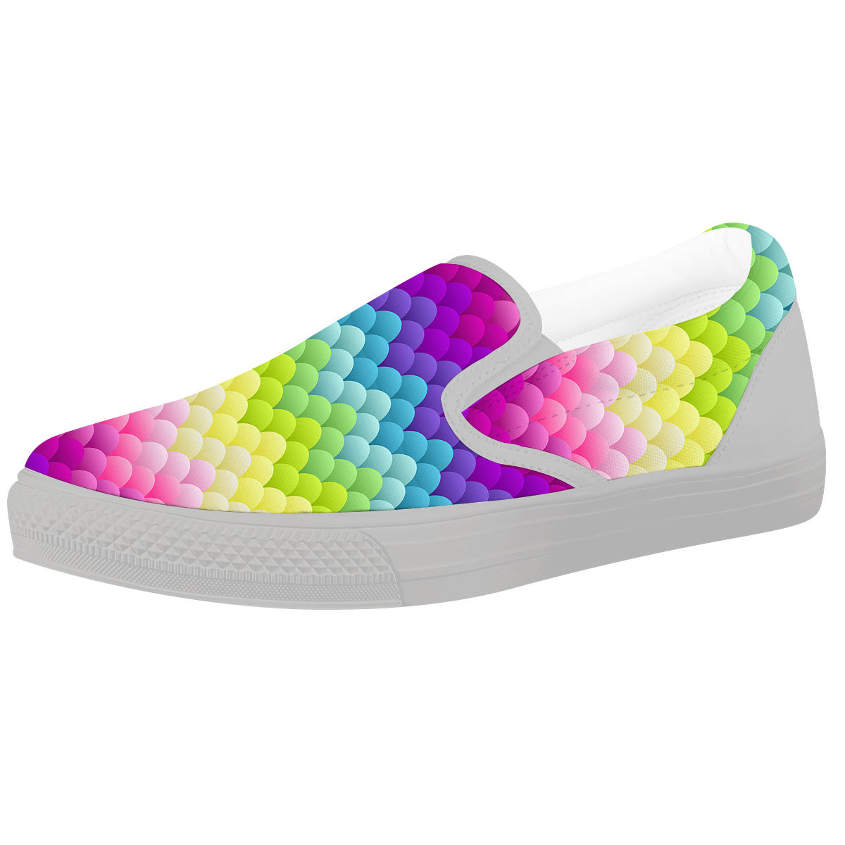 Neon Rainbow Light Blobs Print Pattern White Slip On Shoes-grizzshop