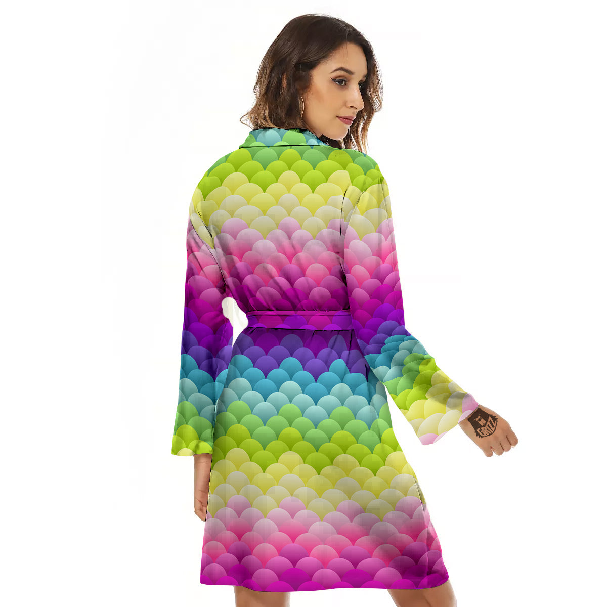Neon Rainbow Light Blobs Print Pattern Women's Robe-grizzshop
